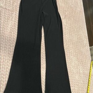 Zara Black Ribbed Flare Trousers